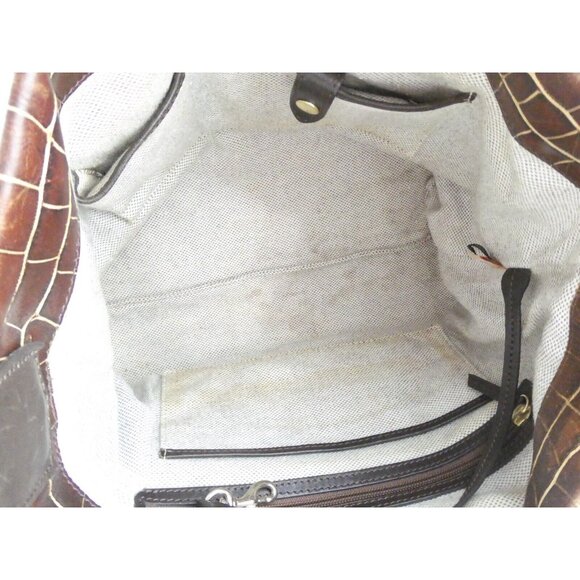 Dooney & Bourke Brown Croc Embossed Leather Large Hobo Shoulder Bag & Key Fob - Picture 8 of 15